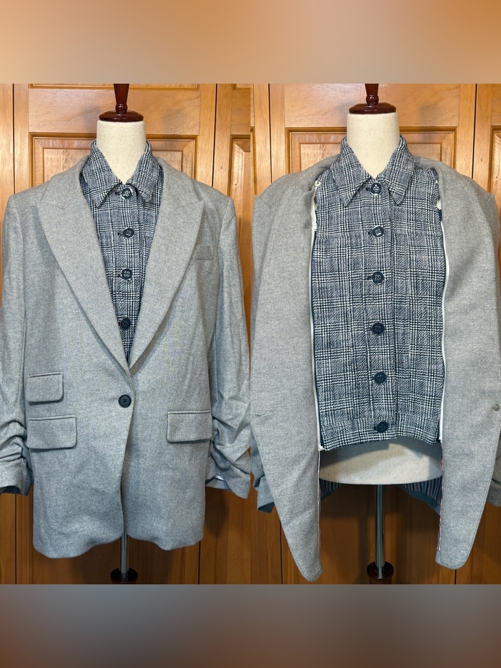 Veronica Beard Glen Plaid Blue White Dickey - Picture 2 of 13
